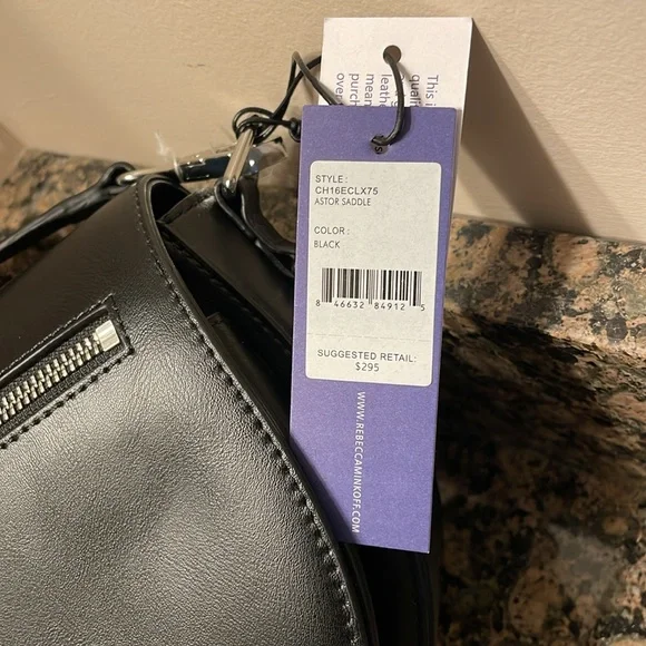 Rebecca Minkoff Black Aster Saddle Crossbody Retail 295.00 NWT - Picture 2 of 9